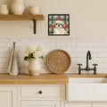 Fawn Pekingese Christmas PoinsettIas Framed Metal Print Bathroom, Kitchen, Office, Home Decor Wall Art Ready to Hang, Square, 8X8