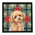 Toy Apricot Poodle Christmas PoinsettIas Framed Metal Print Bathroom, Kitchen, Office, Home Decor Wall Art Ready to Hang, Square, 8X8