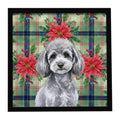 Toy Silver Poodle Christmas PoinsettIas Framed Metal Print Bathroom, Kitchen, Office, Home Decor Wall Art Ready to Hang, Square, 8X8