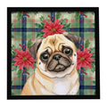 Fawn Pug Christmas PoinsettIas Framed Metal Print Bathroom, Kitchen, Office, Home Decor Wall Art Ready to Hang, Square, 8X8
