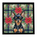 Black and Tan Russian Toy Christmas PoinsettIas Framed Metal Print Bathroom, Kitchen, Office, Home Decor Wall Art Ready to Hang, Square, 8X8