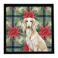 Cream Saluki Christmas PoinsettIas Framed Metal Print Bathroom, Kitchen, Office, Home Decor Wall Art Ready to Hang, Square, 8X8