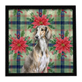 Grizzle Saluki Christmas PoinsettIas Framed Metal Print Bathroom, Kitchen, Office, Home Decor Wall Art Ready to Hang, Square, 8X8