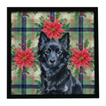Schipperke Christmas PoinsettIas Framed Metal Print Bathroom, Kitchen, Office, Home Decor Wall Art Ready to Hang, Square, 8X8