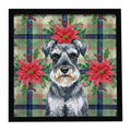 Schnauzer Christmas PoinsettIas Framed Metal Print Bathroom, Kitchen, Office, Home Decor Wall Art Ready to Hang, Square, 8X8