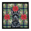 Scottish Terrier Christmas PoinsettIas Framed Metal Print Bathroom, Kitchen, Office, Home Decor Wall Art Ready to Hang, Square, 8X8