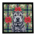 Black Shar Pei Christmas PoinsettIas Framed Metal Print Bathroom, Kitchen, Office, Home Decor Wall Art Ready to Hang, Square, 8X8