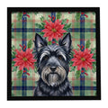 Black Skye Terrier Christmas PoinsettIas Framed Metal Print Bathroom, Kitchen, Office, Home Decor Wall Art Ready to Hang, Square, 8X8