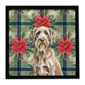 Spinone Italiano Christmas PoinsettIas Framed Metal Print Bathroom, Kitchen, Office, Home Decor Wall Art Ready to Hang, Square, 8X8