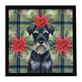 Standard Schnauzer Christmas PoinsettIas Framed Metal Print Bathroom, Kitchen, Office, Home Decor Wall Art Ready to Hang, Square, 8X8