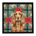 Sussex Spaniel Christmas PoinsettIas Framed Metal Print Bathroom, Kitchen, Office, Home Decor Wall Art Ready to Hang, Square, 8X8