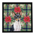 Toy Fox Terrier Christmas PoinsettIas Framed Metal Print Bathroom, Kitchen, Office, Home Decor Wall Art Ready to Hang, Square, 8X8