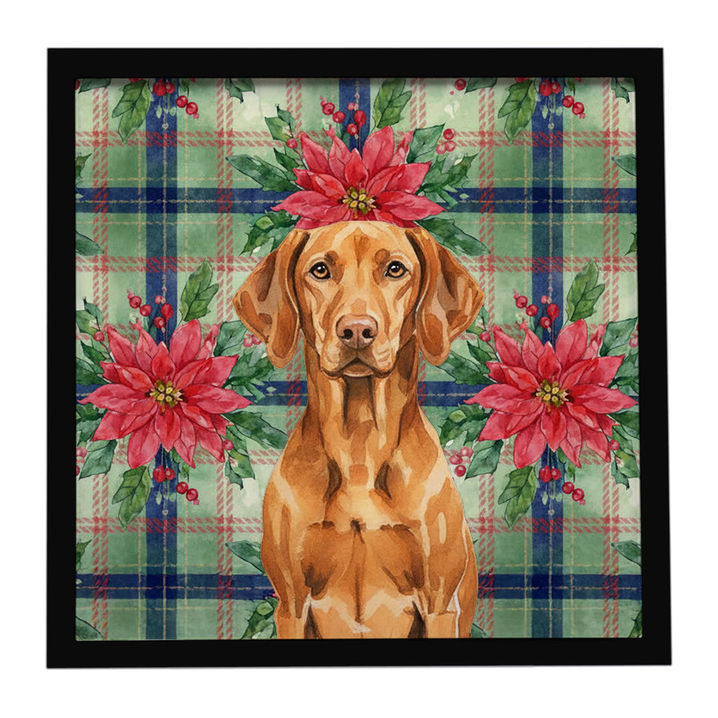 Vizsla Christmas PoinsettIas Framed Metal Print Bathroom, Kitchen, Office, Home Decor Wall Art Ready to Hang, Square, 8X8