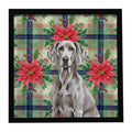 Weimaraner Christmas PoinsettIas Framed Metal Print Bathroom, Kitchen, Office, Home Decor Wall Art Ready to Hang, Square, 8X8