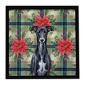 Black Whippet Christmas PoinsettIas Framed Metal Print Bathroom, Kitchen, Office, Home Decor Wall Art Ready to Hang, Square, 8X8