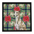 Brindle Whippet Christmas PoinsettIas Framed Metal Print Bathroom, Kitchen, Office, Home Decor Wall Art Ready to Hang, Square, 8X8