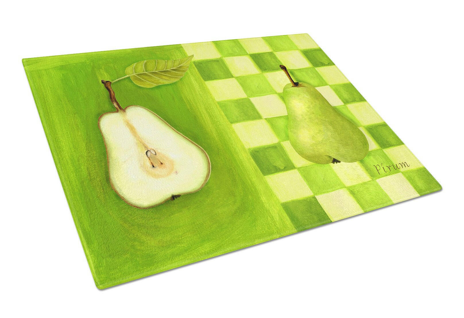 Pear by Ute Nuhn Cutting Board Tempered Glass Kitchen Cutting Surface, Heat Resistant Chopping, Non-Slip Feet, Food Prep & Serving