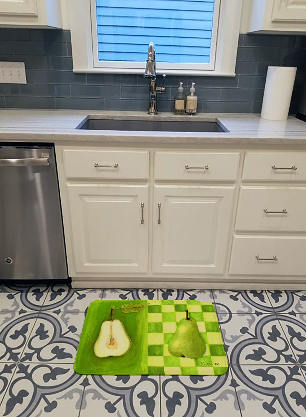 Pear by Ute Nuhn Memory Foam Kitchen Mat Machine Washable Anti-Fatigue Cushion Comfort Bath or Kitchen Rug