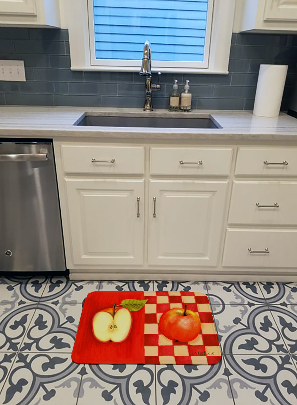 Apple by Ute Nuhn Memory Foam Kitchen Mat Machine Washable Anti-Fatigue Cushion Comfort Bath or Kitchen Rug