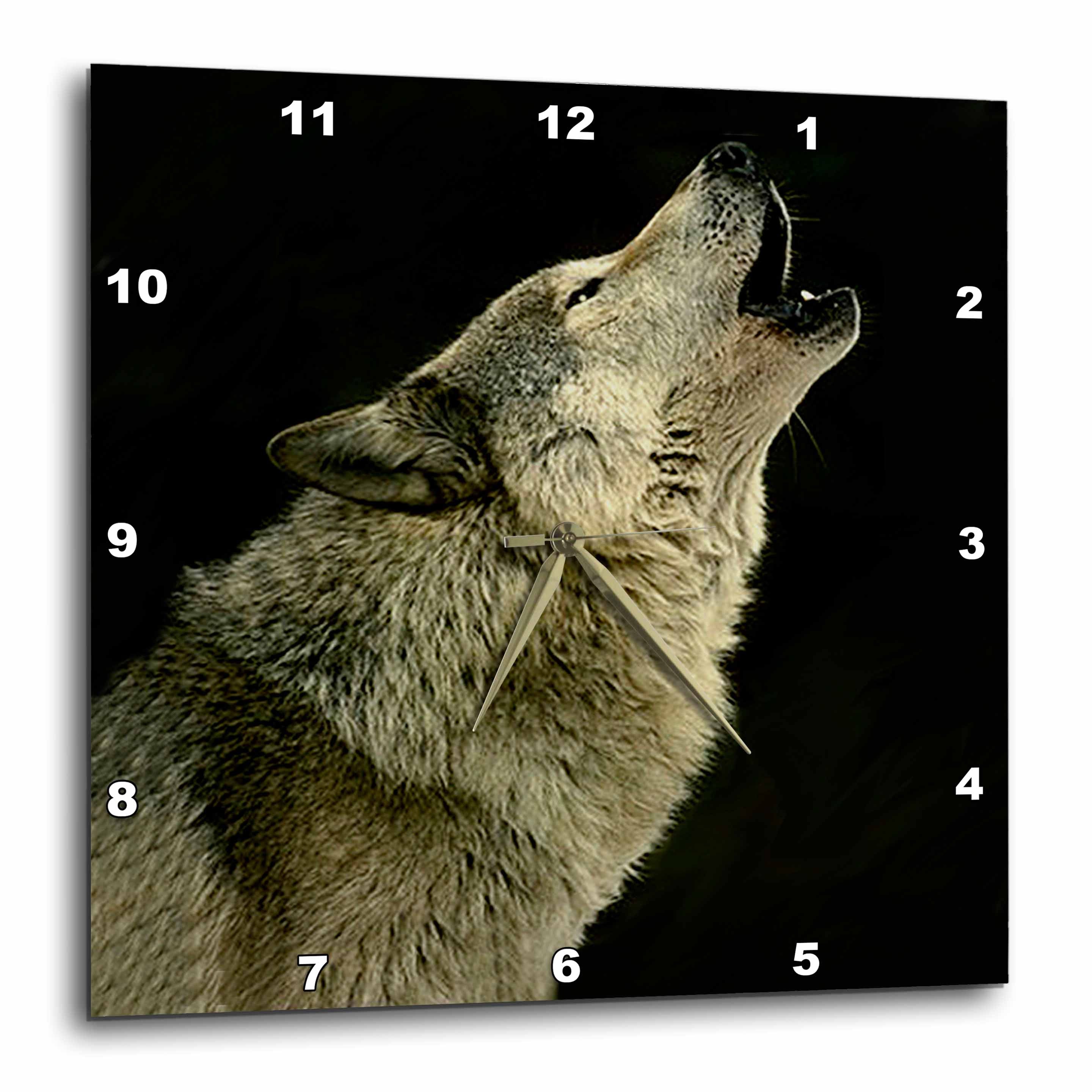 3dRose Wild Animals - Timber Wolf - Wall Clocks (DPP_724)