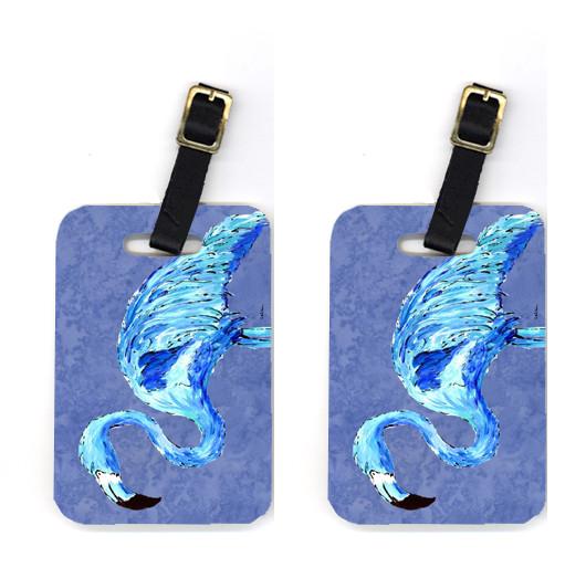 Flamingo On Slate Blue Luggage Tag