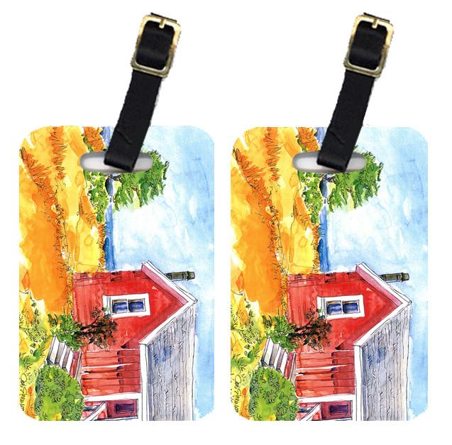 Old Red Cottage House at the lake or Beach Luggage Tag