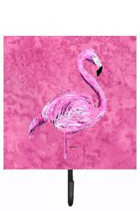 Flamingo on Pink Leash or Key Holder Wall Hooks, Key Hooks Holder, Coat Rack Wall Mount, Coat Hooks, Hooks for Hanging Keys, Towels, Aprons, Leashes