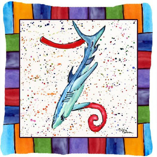 Beach and Seafood Letter Z Decorative Throw Pillow 14x14 Indoor Outdoor Accent Cushion, Fabric Cover with Insert for Sofa, Bed, Porch & Living Room