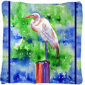 Egret Decorative Throw Pillow 14x14 Indoor Outdoor Accent Cushion, Fabric Cover with Insert for Sofa, Bed, Porch & Living Room