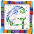 Beach and Seafood Letter G Decorative Throw Pillow 14x14 Indoor Outdoor Accent Cushion, Fabric Cover with Insert for Sofa, Bed, Porch & Living Room
