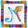Beach and Seafood Letter N Decorative Throw Pillow 14x14 Indoor Outdoor Accent Cushion, Fabric Cover with Insert for Sofa, Bed, Porch & Living Room