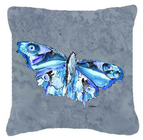 Butterfly on Gray Decorative Throw Pillow 14x14 Indoor Outdoor Accent Cushion, Fabric Cover with Insert for Sofa, Bed, Porch & Living Room