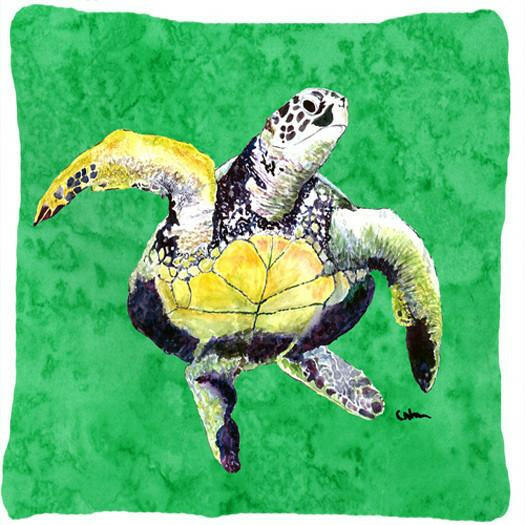 Turtle Decorative Throw Pillow 14x14 Indoor Outdoor Accent Cushion, Fabric Cover with Insert for Sofa, Bed, Porch & Living Room