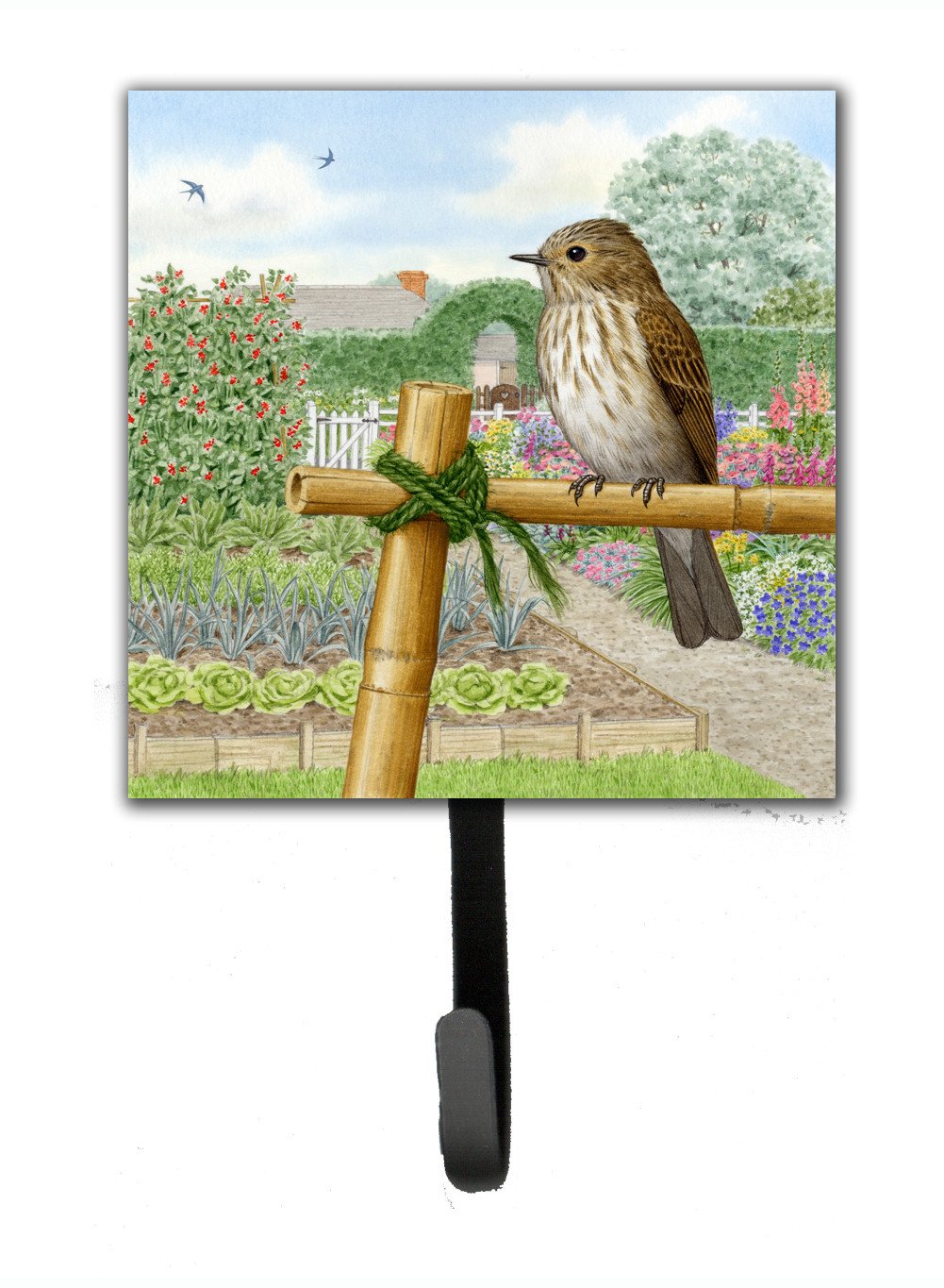 Spotted Flycatcher by Sarah Adams Leash or Key Holder Wall Hooks, Key Hooks Holder, Coat Rack Wall Mount, Coat Hooks, Hooks for Hanging Keys, Towels, Aprons, Leashes