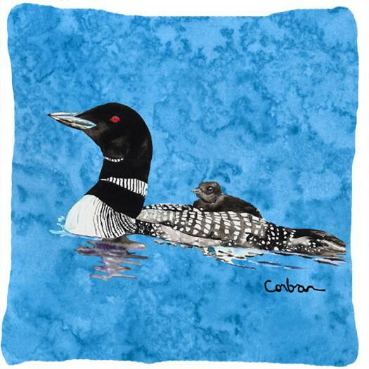 Momma and Baby Loon Decorative Throw Pillow 14x14 Indoor Outdoor Accent Cushion, Fabric Cover with Insert for Sofa, Bed, Porch & Living Room