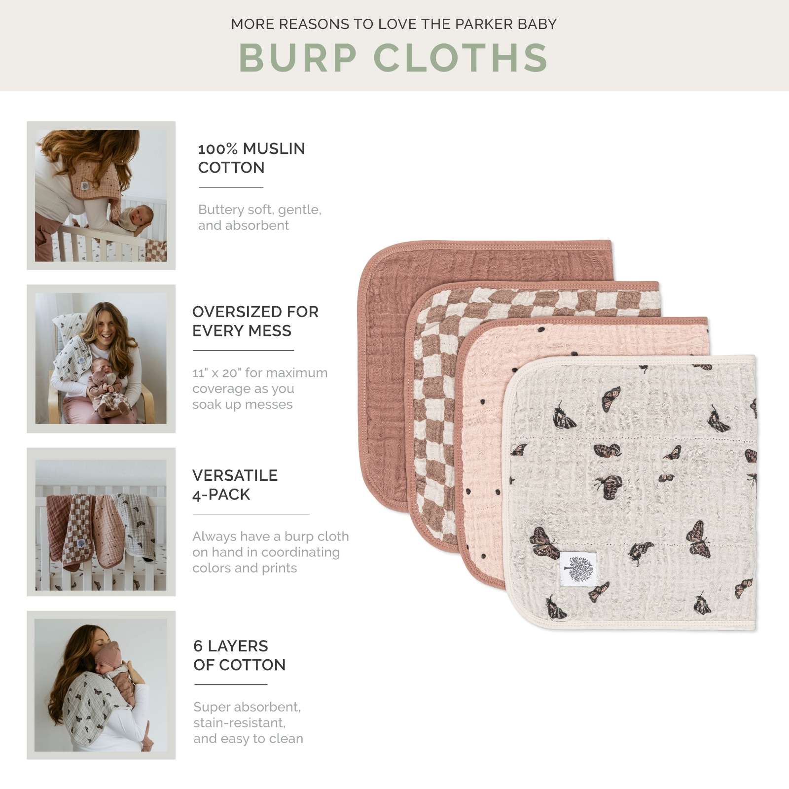 Butterfly Set - Muslin Burp Cloths (4 Pack)
