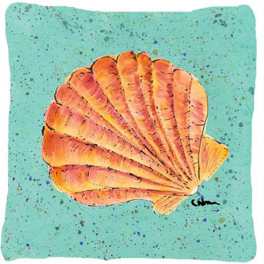 Shells Decorative Throw Pillow 14x14 Indoor Outdoor Accent Cushion, Fabric Cover with Insert for Sofa, Bed, Porch & Living Room