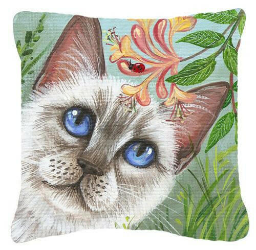 White Cat Saphire Eyes Decorative Throw Pillow 14x14 Indoor Outdoor Accent Cushion, Fabric Cover with Insert for Sofa, Bed, Porch & Living Room