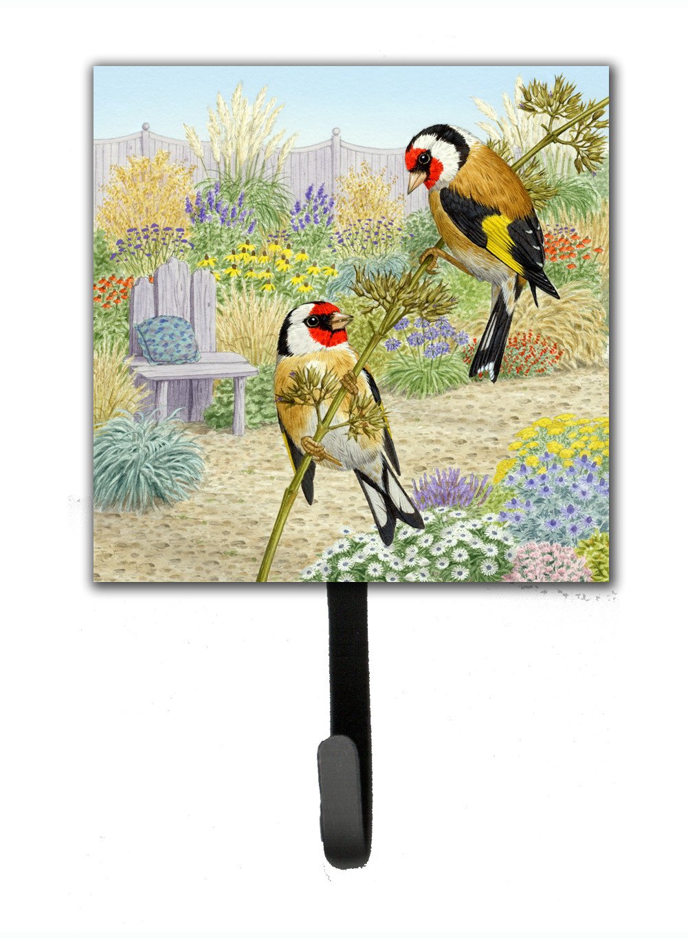 European Goldfinches by Sarah Adams Leash or Key Holder Wall Hooks, Key Hooks Holder, Coat Rack Wall Mount, Coat Hooks, Hooks for Hanging Keys, Towels, Aprons, Leashes