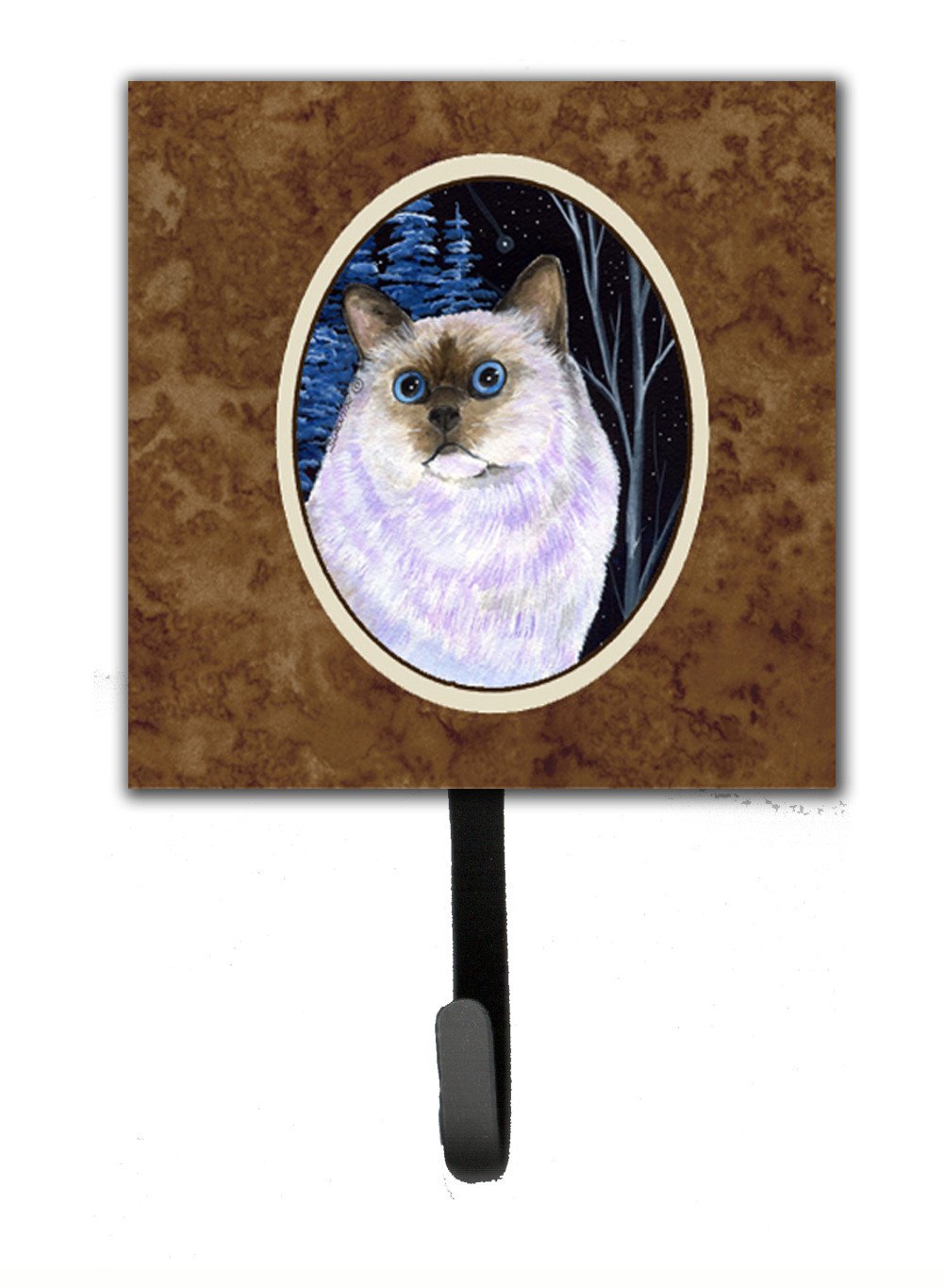 Starry Night Cat - Birman Leash or Key Holder Wall Hooks, Key Hooks Holder, Coat Rack Wall Mount, Coat Hooks, Hooks for Hanging Keys, Towels, Aprons, Leashes