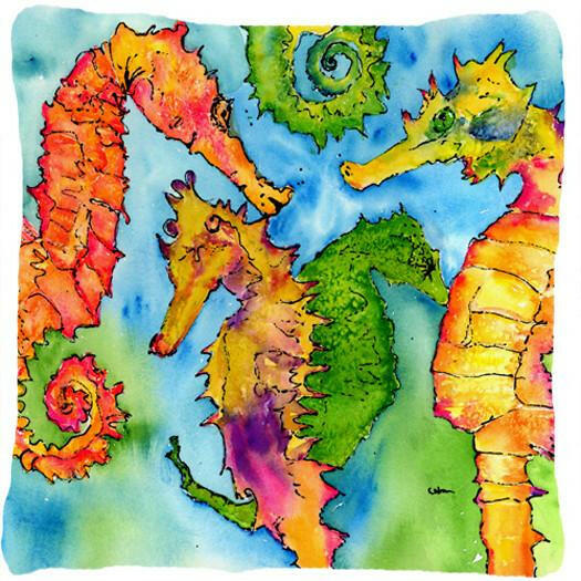 Seahorse Decorative Throw Pillow 14x14 Indoor Outdoor Accent Cushion, Fabric Cover with Insert for Sofa, Bed, Porch & Living Room