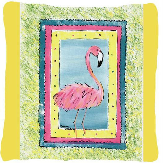 Bird - Flamingo Decorative Throw Pillow 14x14 Indoor Outdoor Accent Cushion, Fabric Cover with Insert for Sofa, Bed, Porch & Living Room
