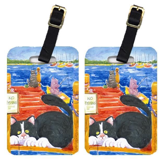 Cat Fishing from the dock Luggage Tag