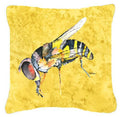 Bee on Yellow Decorative Throw Pillow 14x14 Indoor Outdoor Accent Cushion, Fabric Cover with Insert for Sofa, Bed, Porch & Living Room