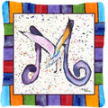 Beach and Seafood Letter M Decorative Throw Pillow 14x14 Indoor Outdoor Accent Cushion, Fabric Cover with Insert for Sofa, Bed, Porch & Living Room