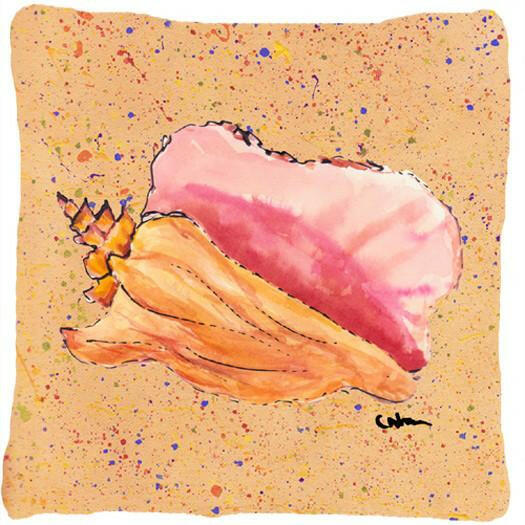 Shells Decorative Throw Pillow 14x14 Indoor Outdoor Accent Cushion, Fabric Cover with Insert for Sofa, Bed, Porch & Living Room