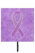 Lavender Ribbon for All Cancer Awareness Leash or Key Holder Wall Hooks, Key Hooks Holder, Coat Rack Wall Mount, Coat Hooks, Hooks for Hanging Keys, Towels, Aprons, Leashes