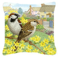 House Sparrows by Sarah Adams Decorative Throw Pillow 14x14 Indoor Outdoor Accent Cushion, Fabric Cover with Insert for Sofa, Bed, Porch & Living Room