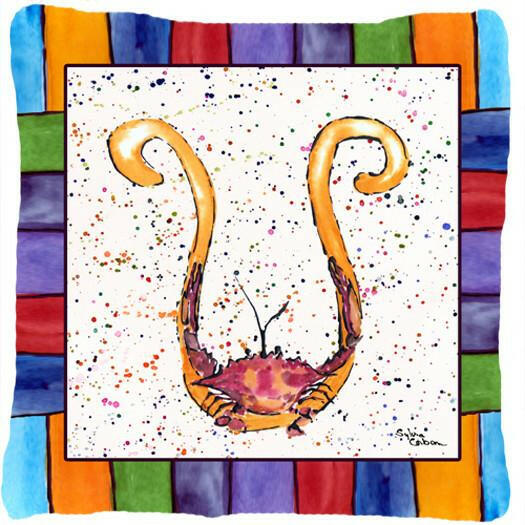 Beach and Seafood Letter U Decorative Throw Pillow 14x14 Indoor Outdoor Accent Cushion, Fabric Cover with Insert for Sofa, Bed, Porch & Living Room