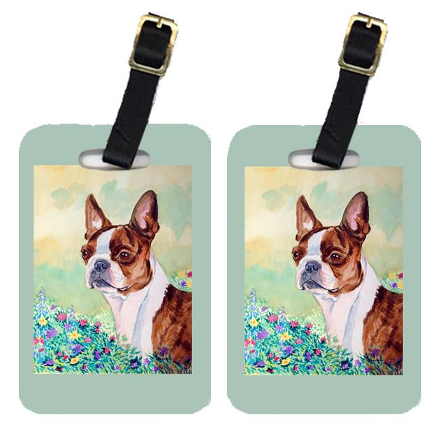 Red and White Boston Terrier Luggage Tag